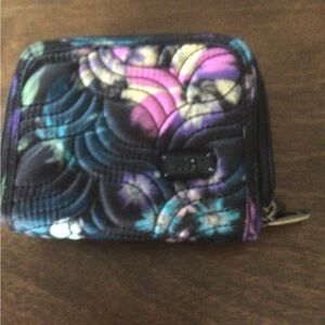 lug Quilted Wallet in Teal, Purple & Black Floral Accents